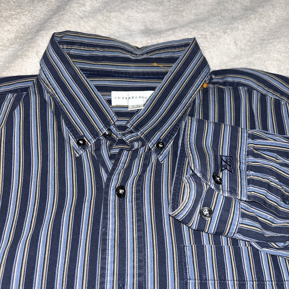 Cutter & Buck Mens Signature Collection Long Sleeve Button Down Striped Shirt XL
